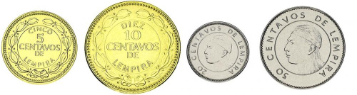 фото Гондурас набор из 4 монет 2012-2019 UNC 5, 10, 20, 50 сентаво