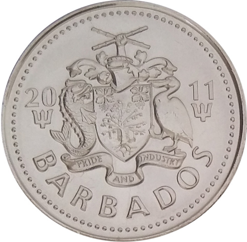 фото Барбадос 25 центов 2011 UNC (KM#13a)