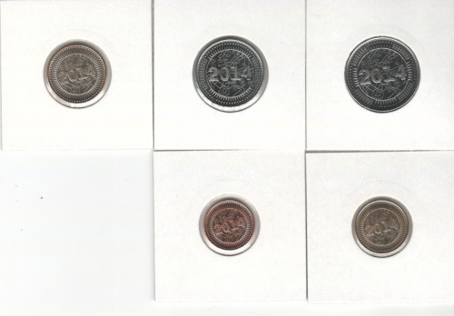 фото Зимбабве набор из 5 монет 2014 UNC 1, 5, 10, 25, 50 центов