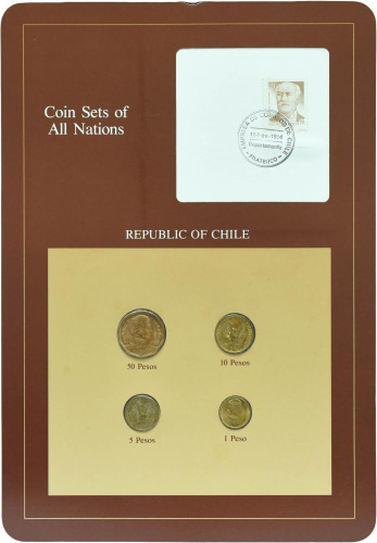 фото Чили Набор монет 1981-1984 UNC 1, 5, 10, 50 песо и 1 марка в сувенирной упаковке