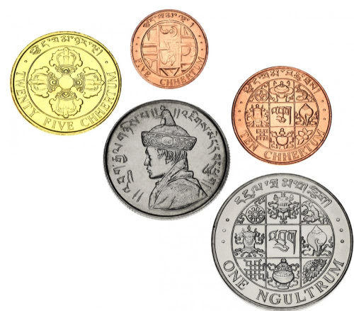 фото Бутан набор из 5 монет 1955-1979 AU-UNC 5, 10, 25, 50 чертум, 1 нгултрум