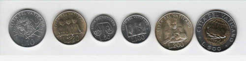 фото Ватикан набор из 6 монет UNC