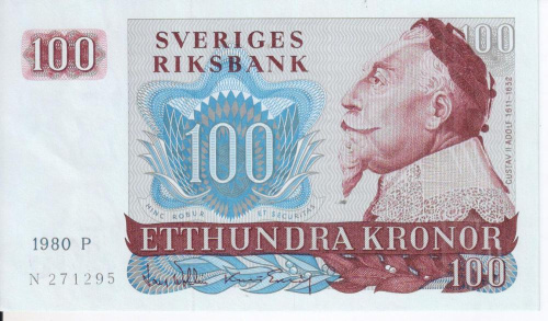 фото Швеция 100 крон 1980 UNC (P54)