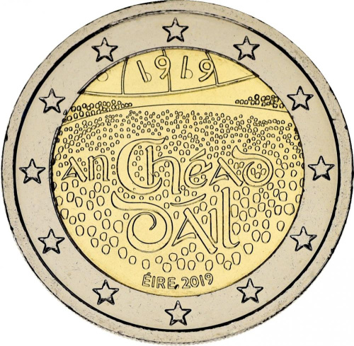 фото Ирландия 2 евро 2019 Биметалл UNC 100-летие со дня первого заседания Дойл Эрен