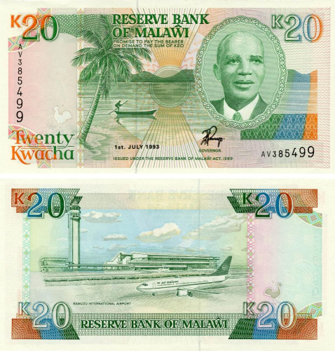 фото Малави 20 квача 1993 UNC (P27)