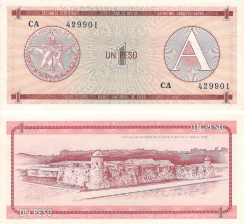 фото Куба 1 песо UNC серия А