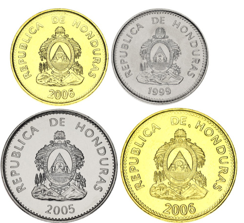 фото Гондурас набор из 4 монет 1999-2006 AU-UNC 5, 10, 20, 50 сентаво