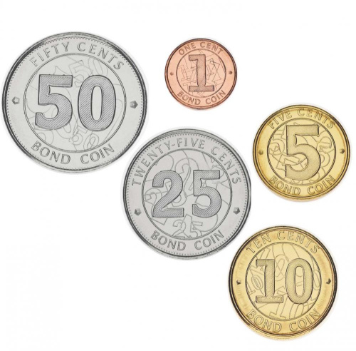 фото Зимбабве набор из 5 монет 2014 UNC 1, 5, 10, 25, 50 центов