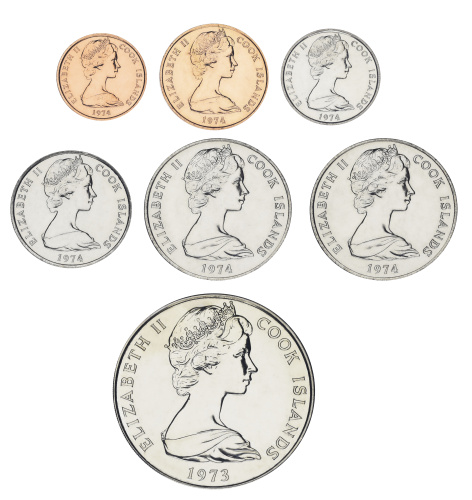 фото Острова Кука набор из 7 монет 1973-1974 AU-UNC 1, 2, 5, 10, 20, 50 центов, 1 доллар
