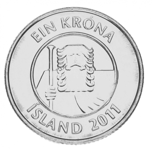 фото Исландия 1 крона 2011 AU-UNC Рыба