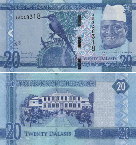 фото Гамбия 20 даласи 2015 UNC Птица (P33)