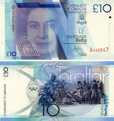 фото Гибралтар 10 фунтов 2016 AU-UNC (P36)