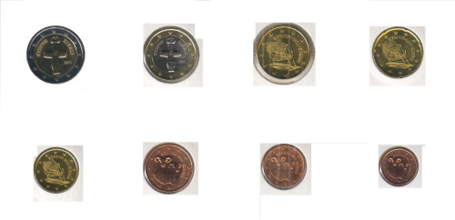 фото Кипр набор из 8 монет евро 2011 UNC 1, 2, 5, 10, 20, 50 евроцентов, 1, 2 евро