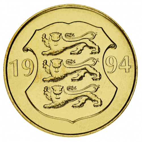 фото Эстония набор из 5 монет 1991-2003 UNC 10, 20, 50 сенти, 1, 5 крон
