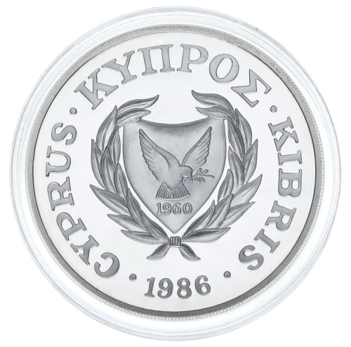 фото Кипр 1 фунт 1986 Серебро Proof Всемирный фонд дикой природы (Ag 925, 28,28 грамм)