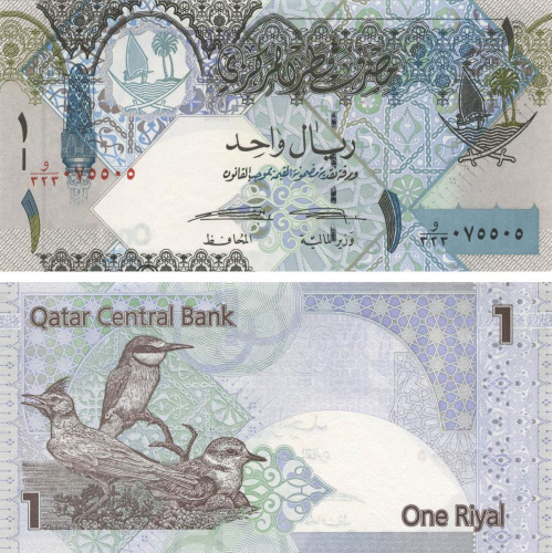 фото Катар 1 риал 2003 Новая подпись UNC (P20)