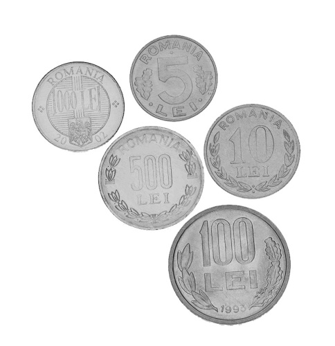 фото Румыния набор из 5 монет 1992-2002 UNC 5, 10, 100, 500, 1000 лей