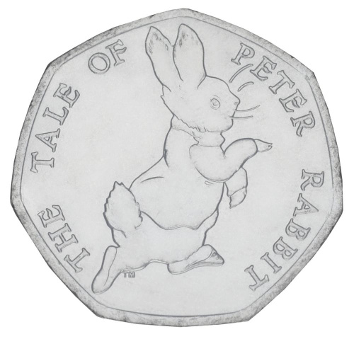 фото Великобритания 50 пенсов 2017 «Кролик Питер» UNC