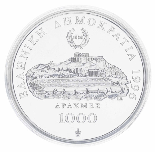 фото Греция 1000 драхм 1996 Серебро Proof 100 лет Олимпийским играм - Борьба (Ag 925, 33,63 грамма)