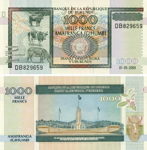 фото Бурунди 1000 франков 2009 UNC (P46)