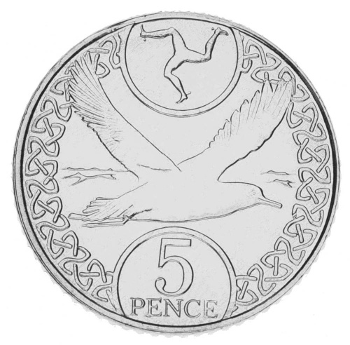 фото Остров Мэн 5 пенсов 2017 UNC Птица