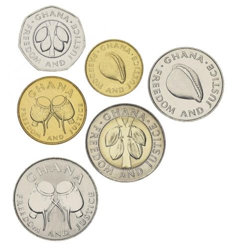 фото Гана набор из 6 монет 1984-1999 AU-UNC 1, 5, 10, 20, 50, 100 седи