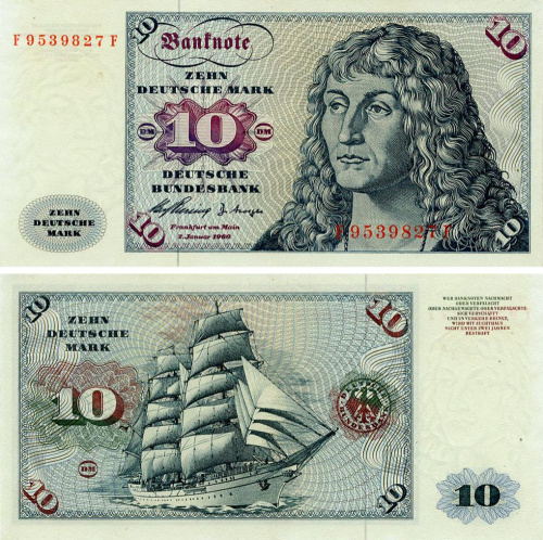 фото Германия 10 марок 1960 AU-UNC (P19a)