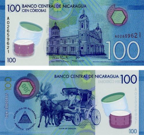 фото Никарагуа 100 кордоб 2015 Полимер UNC (P212)