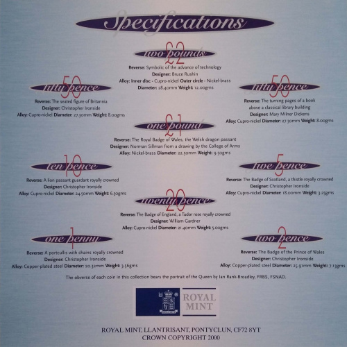 фото Великобритания набор из 9 монет 2000 «Миллениум» UNC