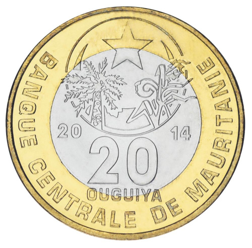 фото Мавритания 20 угий 2014 Биметалл UNC