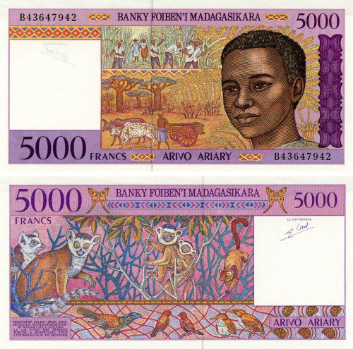 фото Мадагаскар 5000 франков 1995 UNC (P78)