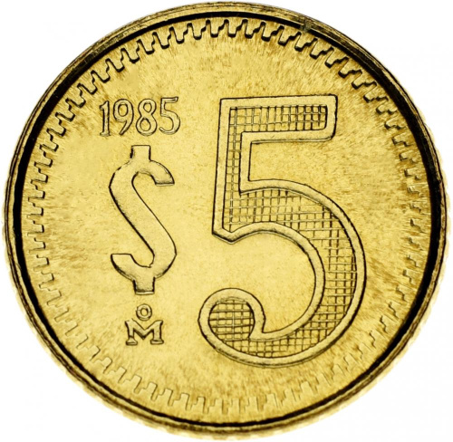 фото Мексика 5 песо 1985 AU-UNC