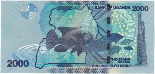 фото Уганда 2000 шиллингов 2010 UNC Рыба (P50a)