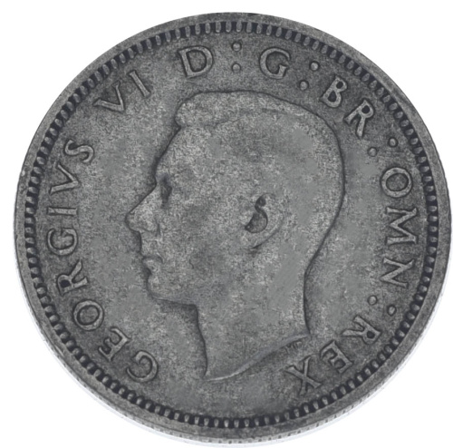 фото Великобритания 6 пенсов 1942 Серебро F-VF (Ag 500, 2,83 грамма)