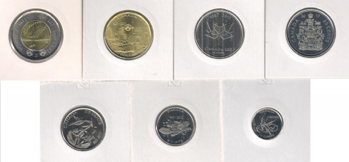 фото Канада набор из 7 монет 2017 UNC 5, 10, 25, 50, 50 центов, 1, 2 доллара