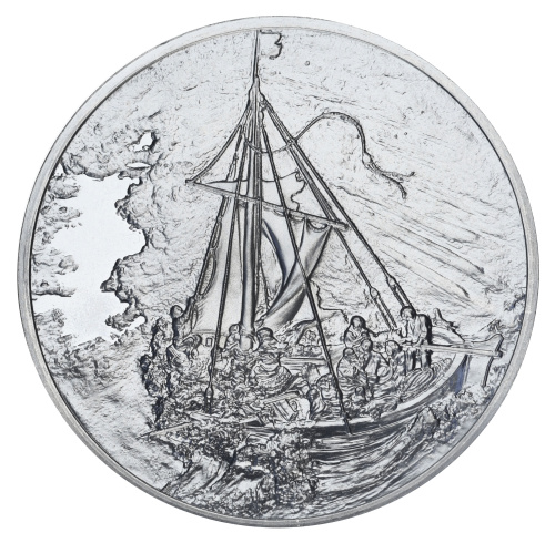 фото США Памятная медаль 1972-1976 Серебро Proof Рембрандт - Христос во время шторма на море (Ag 925, 67 грамм)