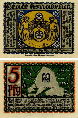 фото Германия Нотгельд 5 пфеннигов 1921 F-VF Оснабрюк