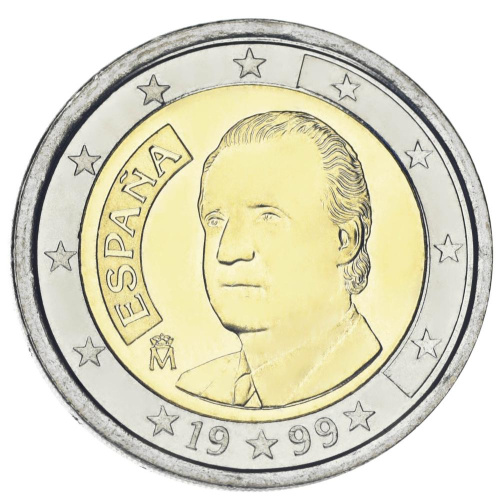фото Испания 2 евро 1999 Биметалл AU-UNC