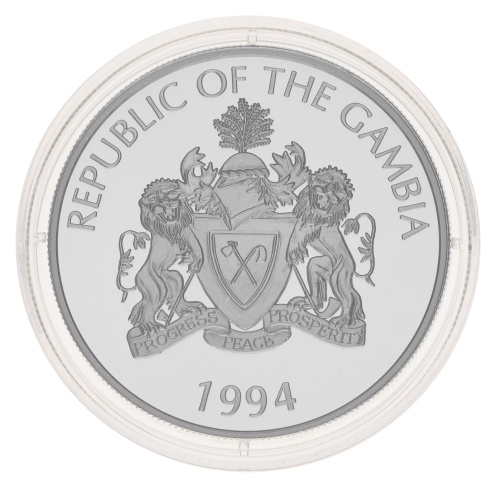 фото Гамбия 20 даласи 1994 Серебро UNC XXVI летние Олимпийские игры 1996 года в Атланте - Бег