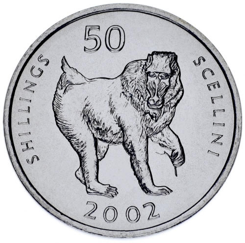 фото Сомали 50 шиллингов 2002 UNC Обезьяна (KM#111)