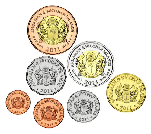 фото Индия Андаманские и Никобарские острова набор из 7 монет 2011 UNC 25, 50 пайса, 1, 2, 5, 10, 20 рупий