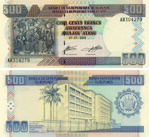 фото Бурунди 500 франков 2003 UNC (P38c)