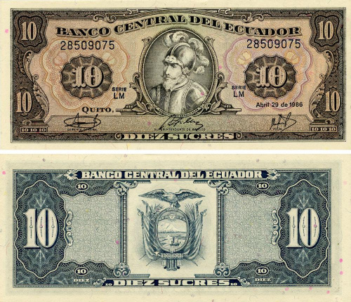 фото Эквадор 10 сукре 1986 AU-UNC (P121)