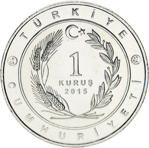 фото Турция 1 куруш 2015 UNC Флаг Великие тюркские государства - Южная Хунну