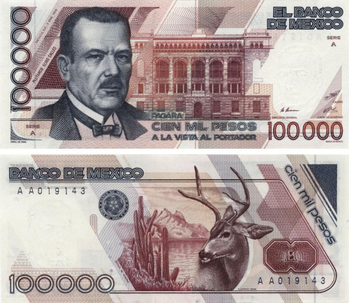 фото Мексика 100000 песо 1988 UNC (P94a)