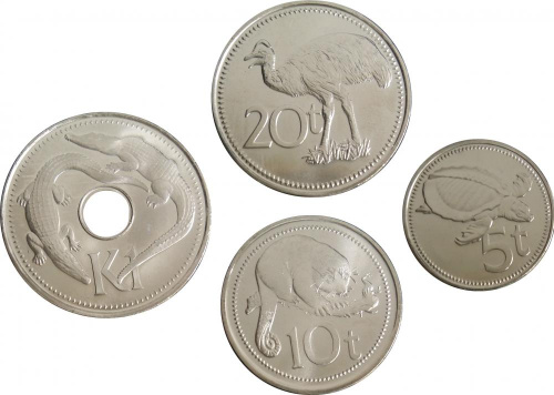 фото Папуа-Новая Гвинея набор из 4 монет 2009-2010 UNC 5, 10, 20 тойя, 1 кина