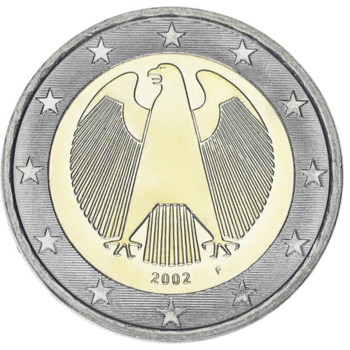 фото Германия 2 евро 2002 Биметалл AU-UNC F
