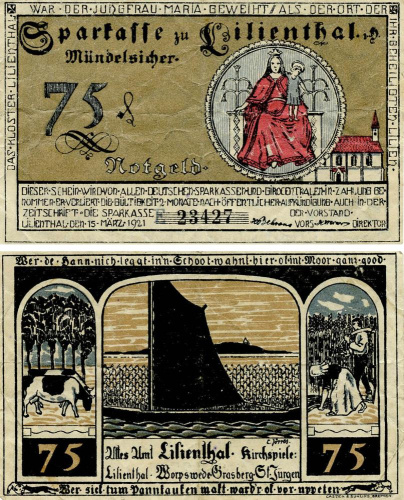 фото Германия Нотгельд  75 пфеннигов 1921 F-VF  Лилиенталь