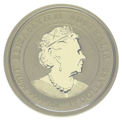 фото Австралия 15 долларов 2022 Золото UNC Восточный календарь - Год тигра (Au 999,9, 1/10 унции, 3,11 грамма)