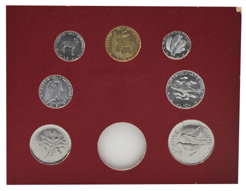 фото Ватикан набор из 7 монет 1974 AU-UNC 1, 2, 5, 10, 20, 50, 100 лир